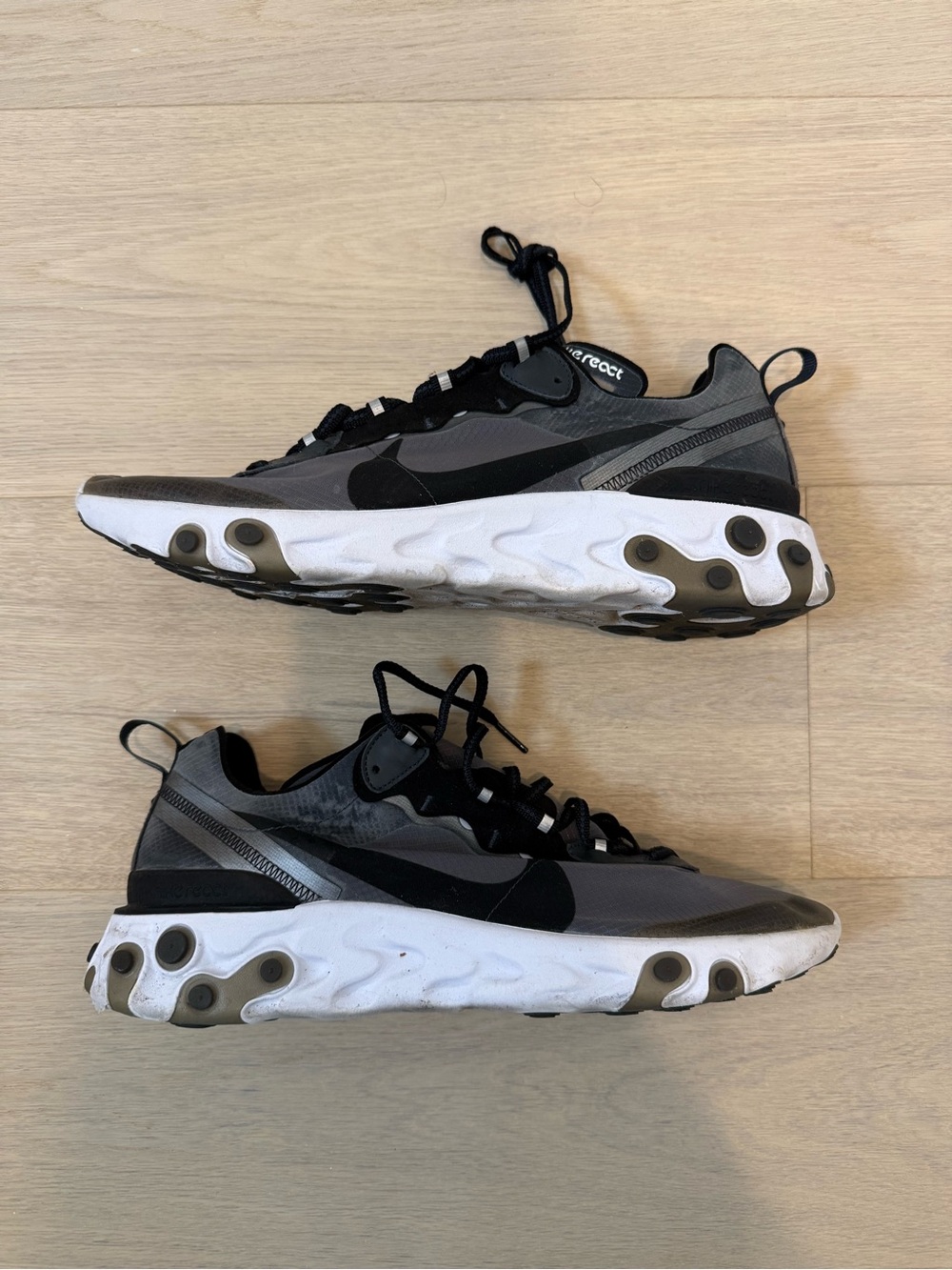 Nike Element React 87 Black and Gray Athletic Sneakers - React Style